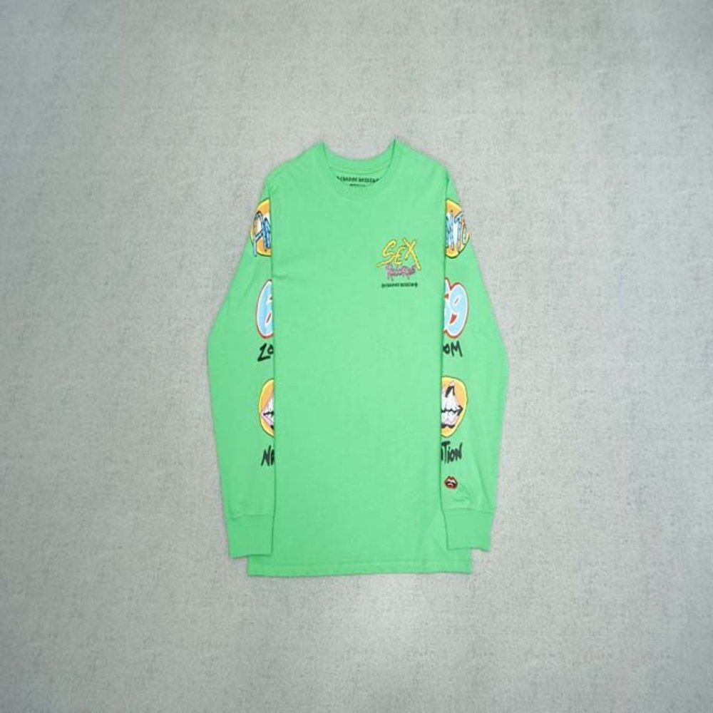 Chrome Hearts Yellow Letter Print Logo T-Shirt - Green Long Sleeve